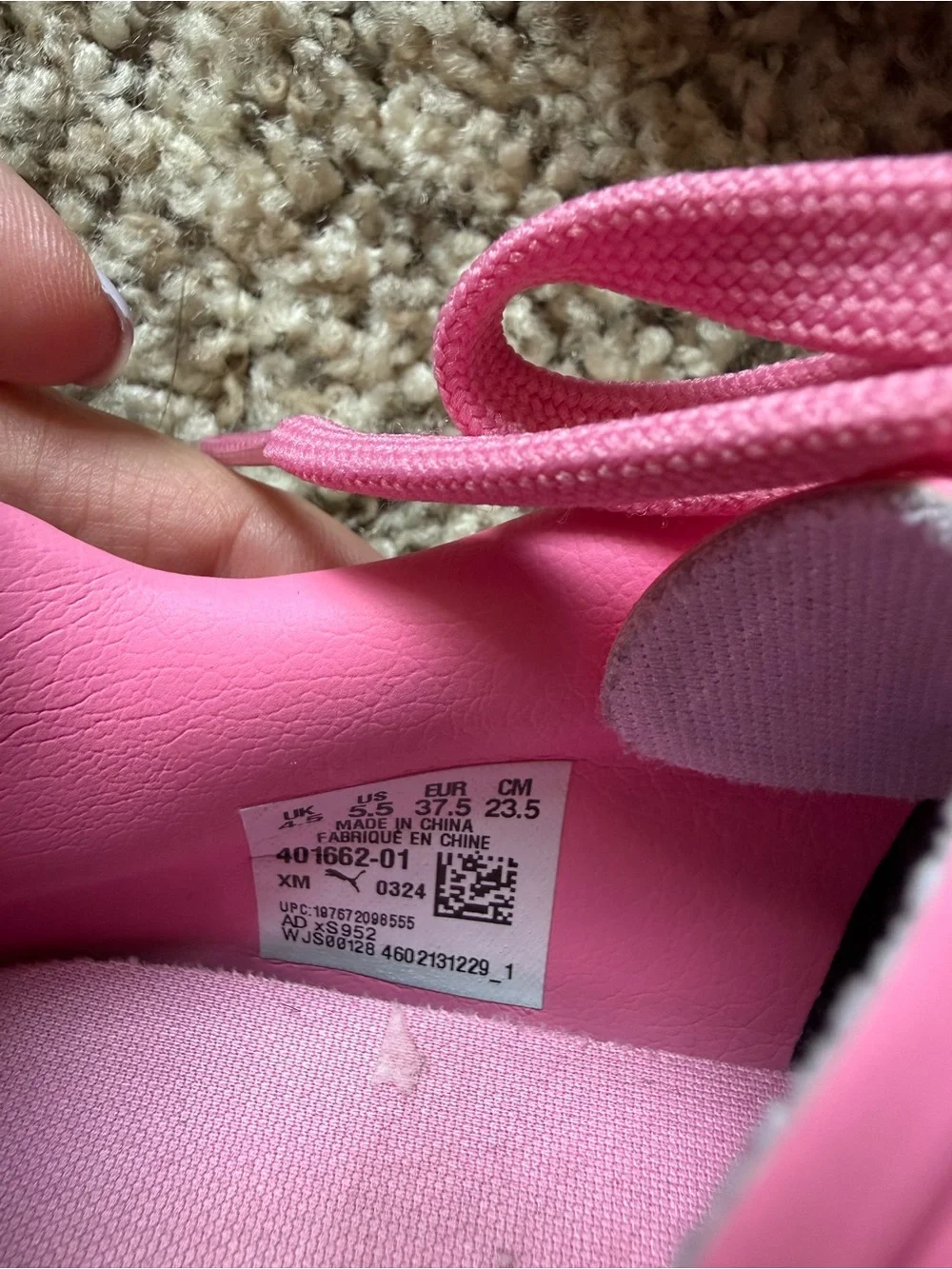 Puma Pink Suede Sneakers with Red Stripe kids 5.5 = women’s 7